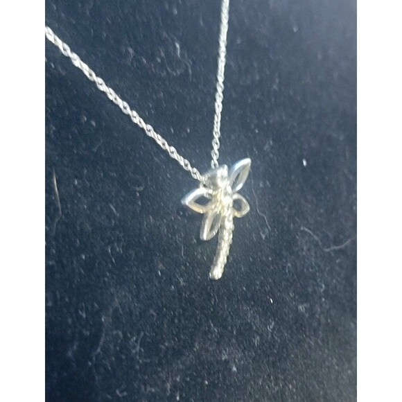 925 Sterling Silver Necklace 18" w fine Silver Dragonfly Pendant Cubic Zirconia - Picture 16 of 16